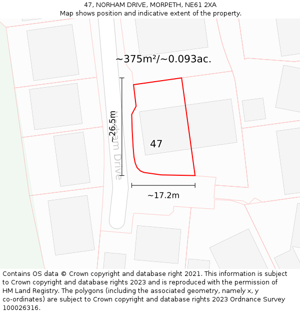 47, NORHAM DRIVE, MORPETH, NE61 2XA: Plot and title map