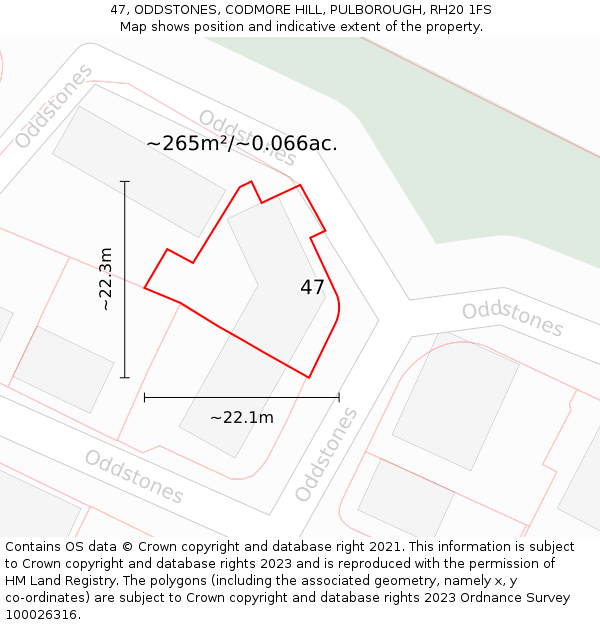 47, ODDSTONES, CODMORE HILL, PULBOROUGH, RH20 1FS: Plot and title map