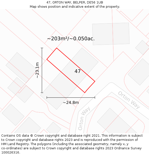 47, ORTON WAY, BELPER, DE56 1UB: Plot and title map