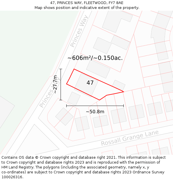 47, PRINCES WAY, FLEETWOOD, FY7 8AE: Plot and title map