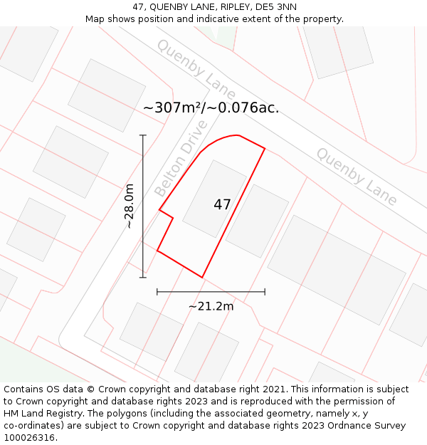 47, QUENBY LANE, RIPLEY, DE5 3NN: Plot and title map