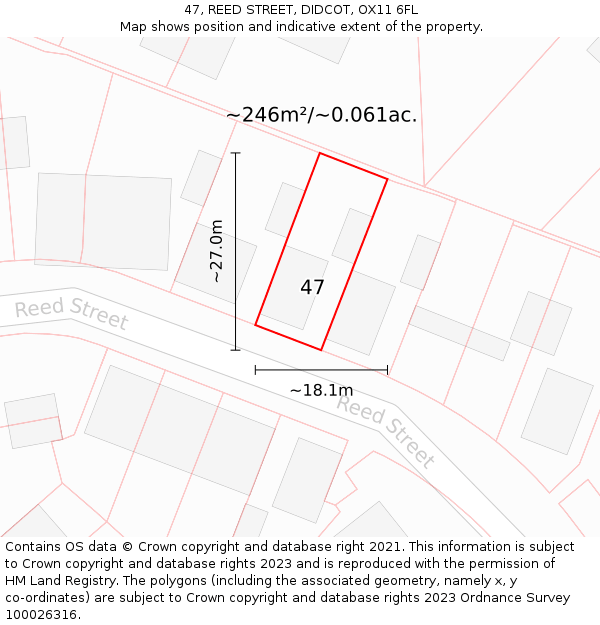 47, REED STREET, DIDCOT, OX11 6FL: Plot and title map