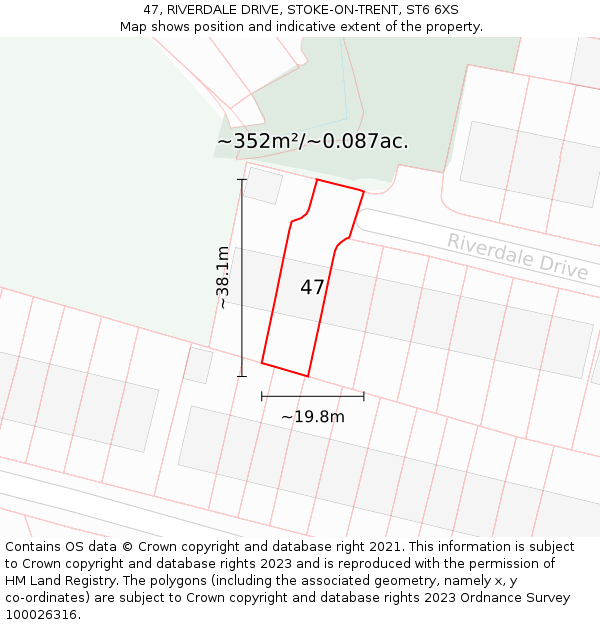 47, RIVERDALE DRIVE, STOKE-ON-TRENT, ST6 6XS: Plot and title map