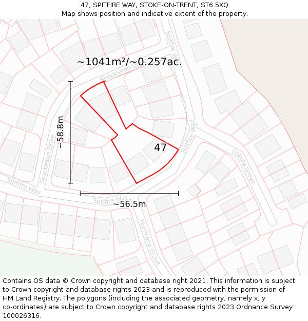 47, SPITFIRE WAY, STOKE-ON-TRENT, ST6 5XQ: Plot and title map