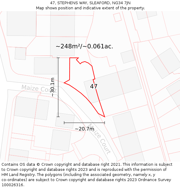 47, STEPHENS WAY, SLEAFORD, NG34 7JN: Plot and title map