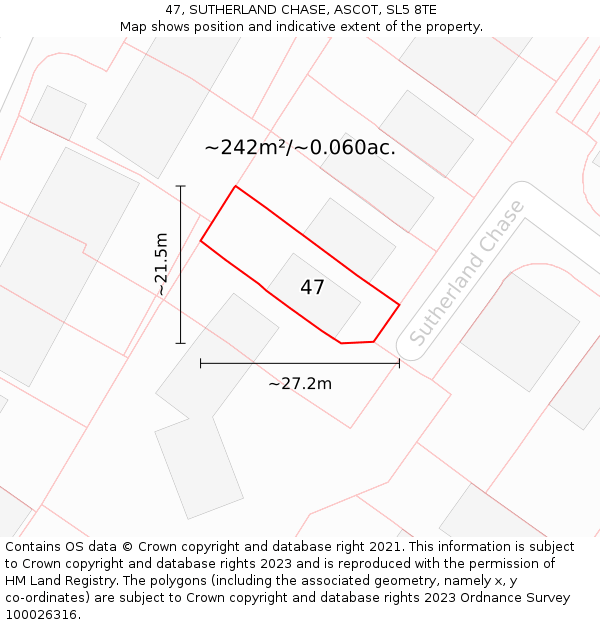 47, SUTHERLAND CHASE, ASCOT, SL5 8TE: Plot and title map