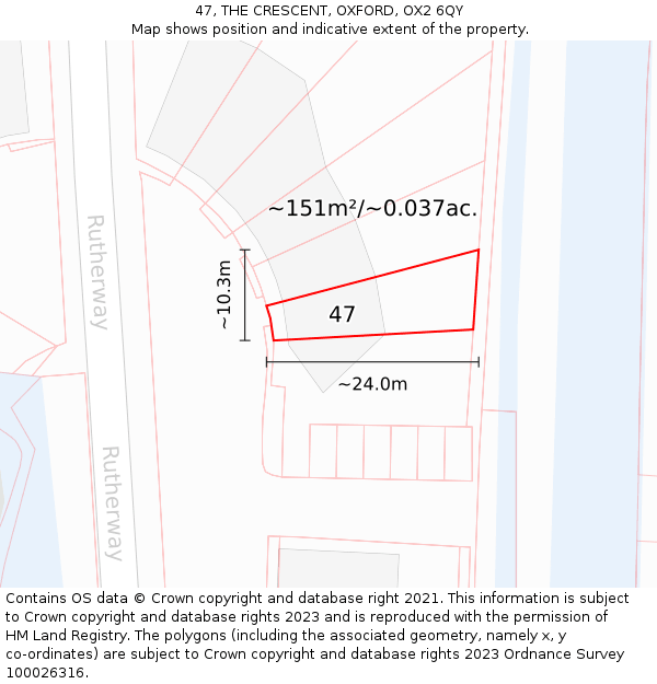 47, THE CRESCENT, OXFORD, OX2 6QY: Plot and title map