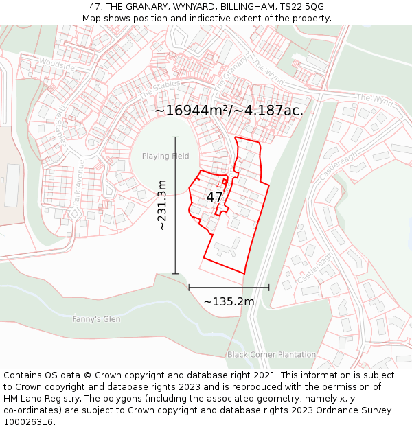 47, THE GRANARY, WYNYARD, BILLINGHAM, TS22 5QG: Plot and title map