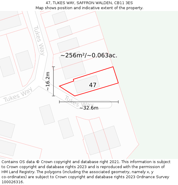 47, TUKES WAY, SAFFRON WALDEN, CB11 3ES: Plot and title map