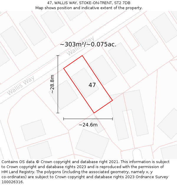 47, WALLIS WAY, STOKE-ON-TRENT, ST2 7DB: Plot and title map