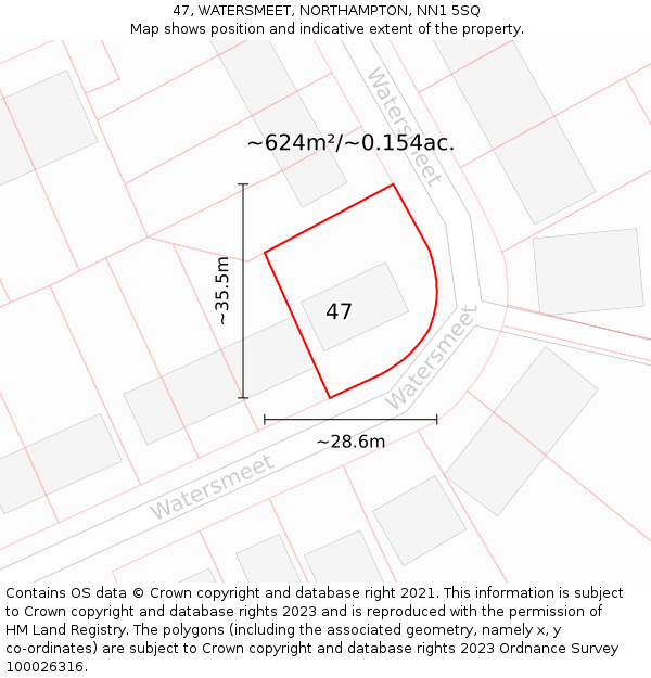 47, WATERSMEET, NORTHAMPTON, NN1 5SQ: Plot and title map