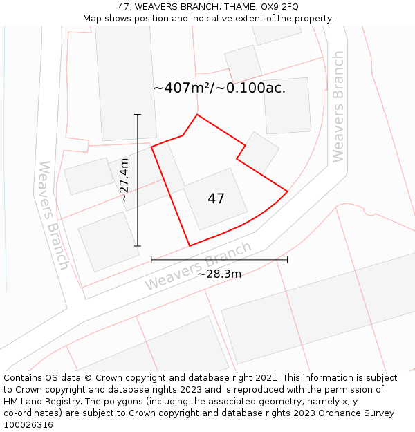 47, WEAVERS BRANCH, THAME, OX9 2FQ: Plot and title map