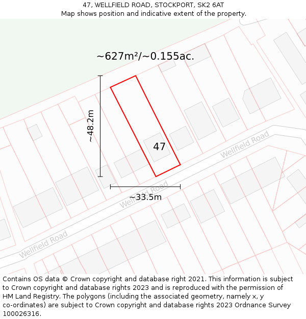 47, WELLFIELD ROAD, STOCKPORT, SK2 6AT: Plot and title map