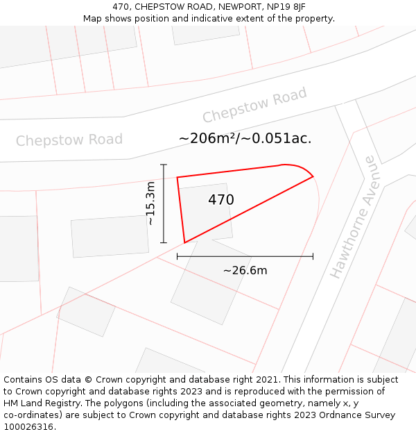 470, CHEPSTOW ROAD, NEWPORT, NP19 8JF: Plot and title map