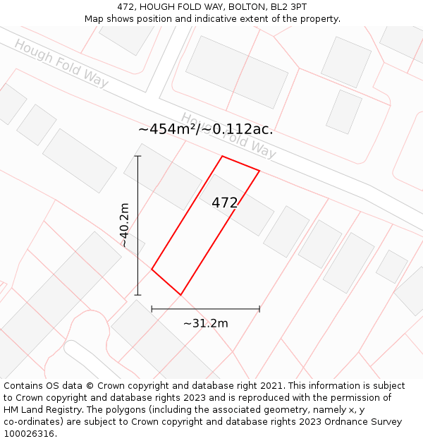 472, HOUGH FOLD WAY, BOLTON, BL2 3PT: Plot and title map