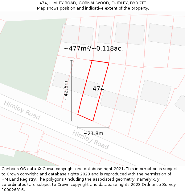 474, HIMLEY ROAD, GORNAL WOOD, DUDLEY, DY3 2TE: Plot and title map