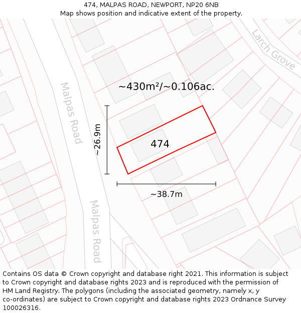 474, MALPAS ROAD, NEWPORT, NP20 6NB: Plot and title map