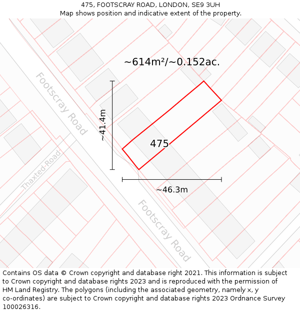 475, FOOTSCRAY ROAD, LONDON, SE9 3UH: Plot and title map