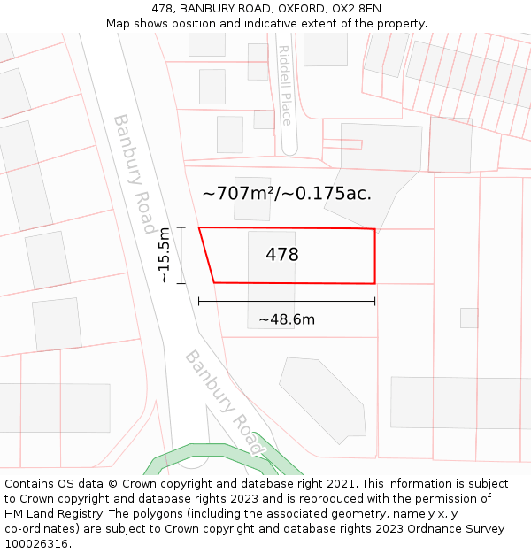 478, BANBURY ROAD, OXFORD, OX2 8EN: Plot and title map