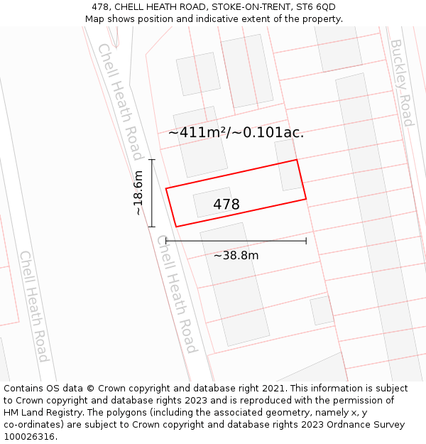 478, CHELL HEATH ROAD, STOKE-ON-TRENT, ST6 6QD: Plot and title map