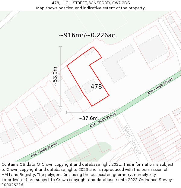 478, HIGH STREET, WINSFORD, CW7 2DS: Plot and title map