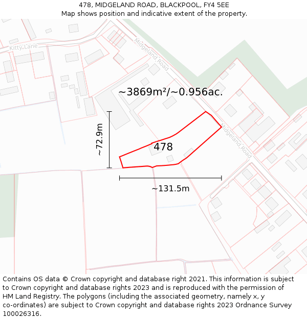 478, MIDGELAND ROAD, BLACKPOOL, FY4 5EE: Plot and title map