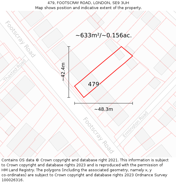 479, FOOTSCRAY ROAD, LONDON, SE9 3UH: Plot and title map