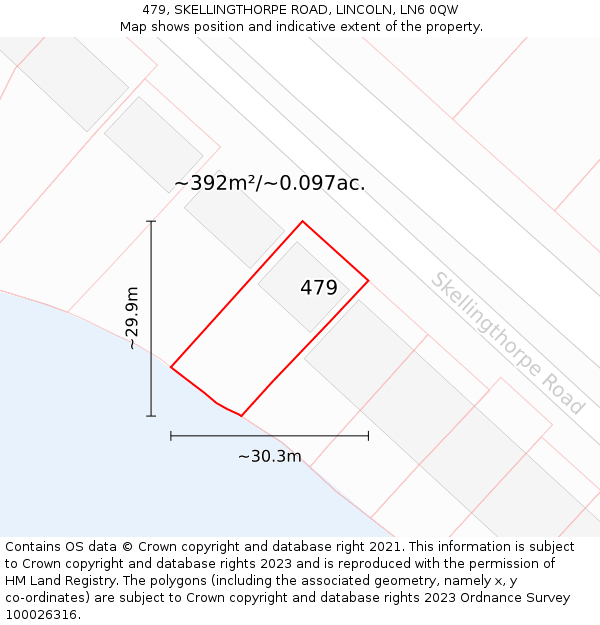 479, SKELLINGTHORPE ROAD, LINCOLN, LN6 0QW: Plot and title map