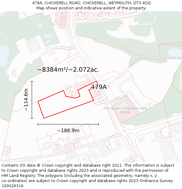 479A, CHICKERELL ROAD, CHICKERELL, WEYMOUTH, DT3 4DQ: Plot and title map