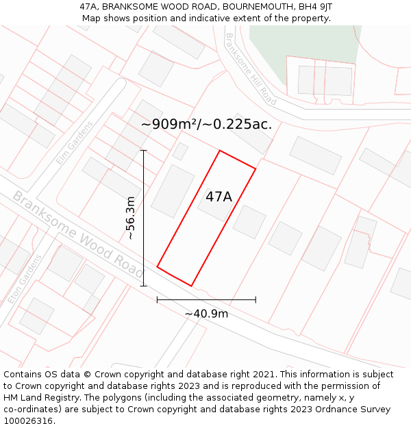 47A, BRANKSOME WOOD ROAD, BOURNEMOUTH, BH4 9JT: Plot and title map