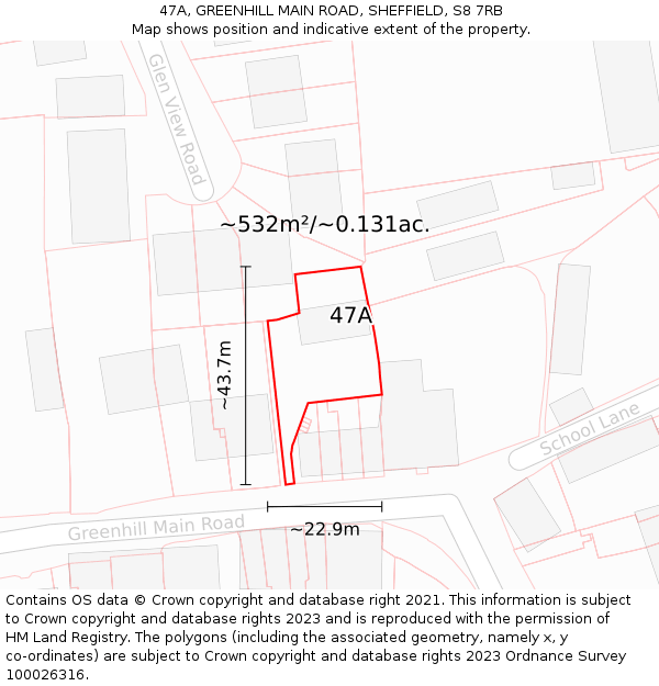 47A, GREENHILL MAIN ROAD, SHEFFIELD, S8 7RB: Plot and title map