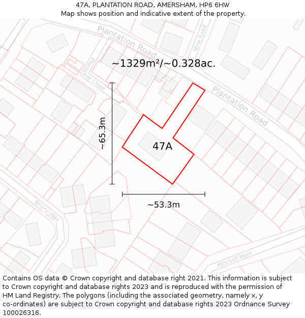 47A, PLANTATION ROAD, AMERSHAM, HP6 6HW: Plot and title map