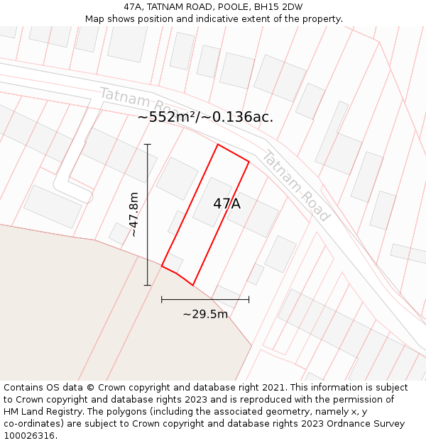 47A, TATNAM ROAD, POOLE, BH15 2DW: Plot and title map