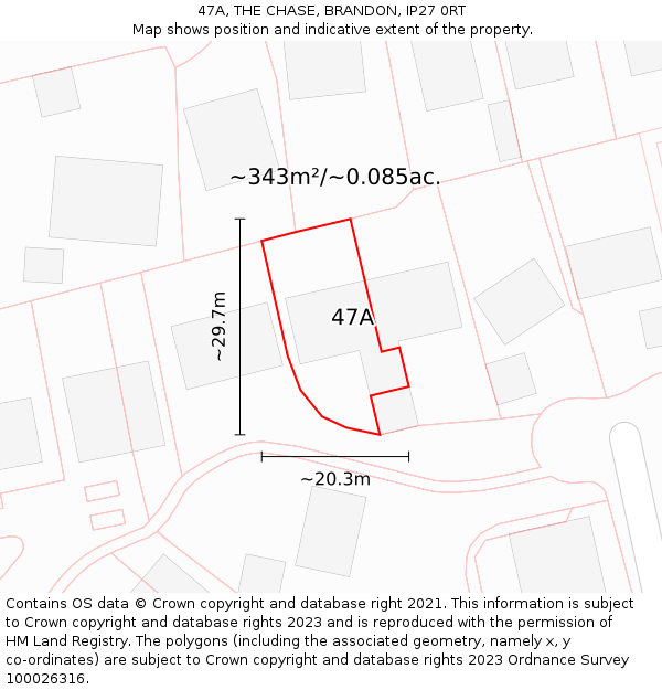 47A, THE CHASE, BRANDON, IP27 0RT: Plot and title map