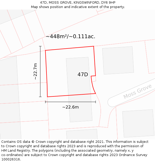 47D, MOSS GROVE, KINGSWINFORD, DY6 9HP: Plot and title map