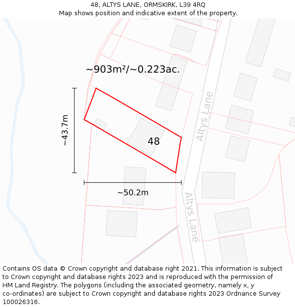 48, ALTYS LANE, ORMSKIRK, L39 4RQ: Plot and title map