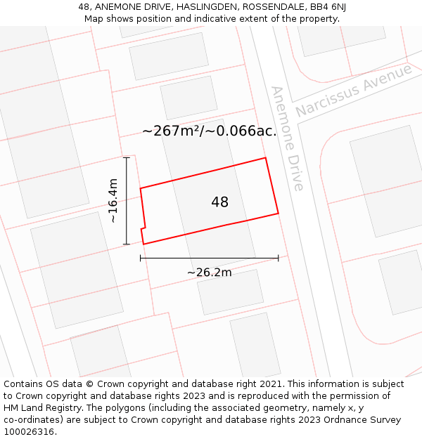 48, ANEMONE DRIVE, HASLINGDEN, ROSSENDALE, BB4 6NJ: Plot and title map