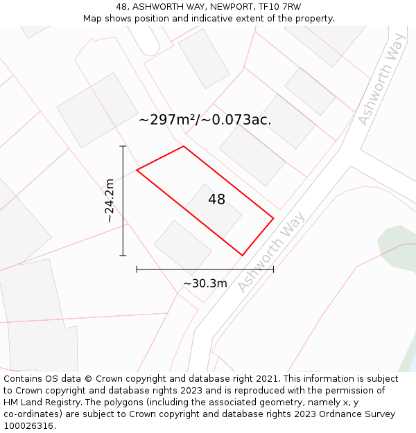 48, ASHWORTH WAY, NEWPORT, TF10 7RW: Plot and title map