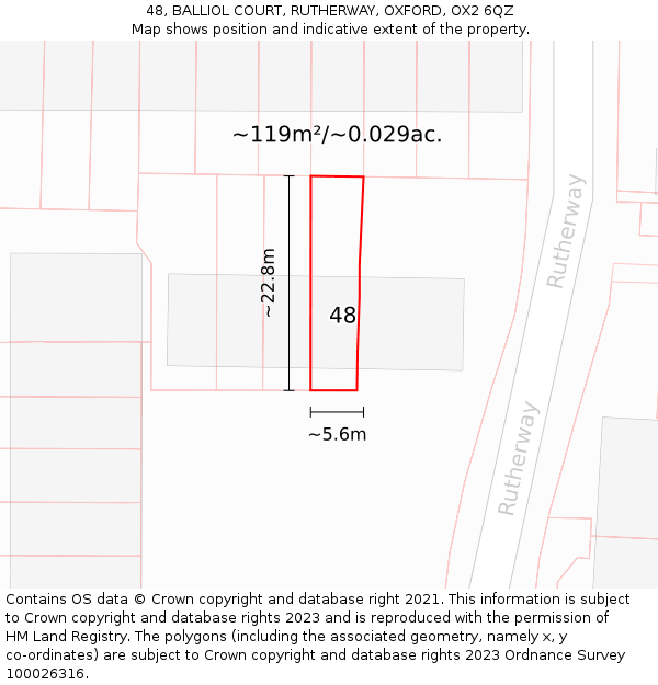 48, BALLIOL COURT, RUTHERWAY, OXFORD, OX2 6QZ: Plot and title map