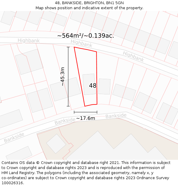 48, BANKSIDE, BRIGHTON, BN1 5GN: Plot and title map