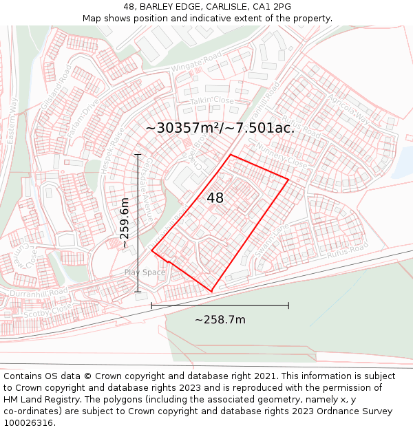 48, BARLEY EDGE, CARLISLE, CA1 2PG: Plot and title map