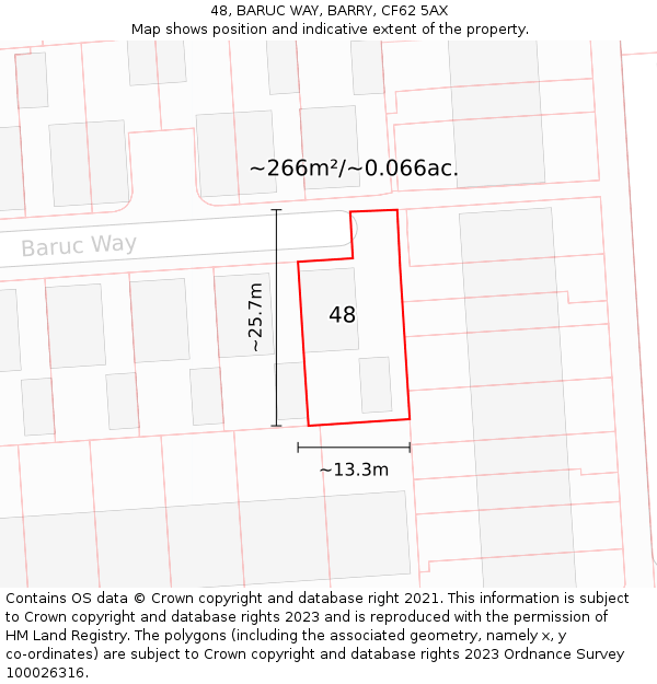 48, BARUC WAY, BARRY, CF62 5AX: Plot and title map