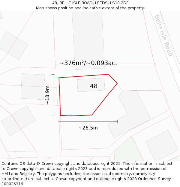 48, BELLE ISLE ROAD, LEEDS, LS10 2DF: Plot and title map