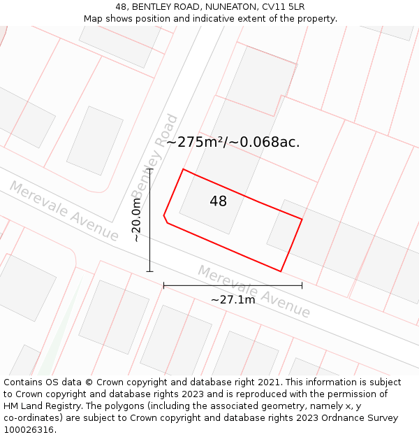 48, BENTLEY ROAD, NUNEATON, CV11 5LR: Plot and title map