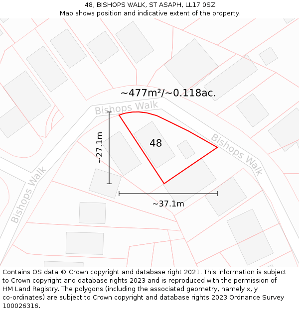 48, BISHOPS WALK, ST ASAPH, LL17 0SZ: Plot and title map