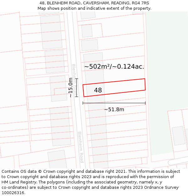 48, BLENHEIM ROAD, CAVERSHAM, READING, RG4 7RS: Plot and title map