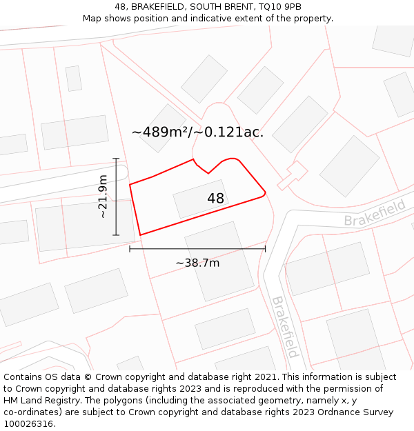 48, BRAKEFIELD, SOUTH BRENT, TQ10 9PB: Plot and title map