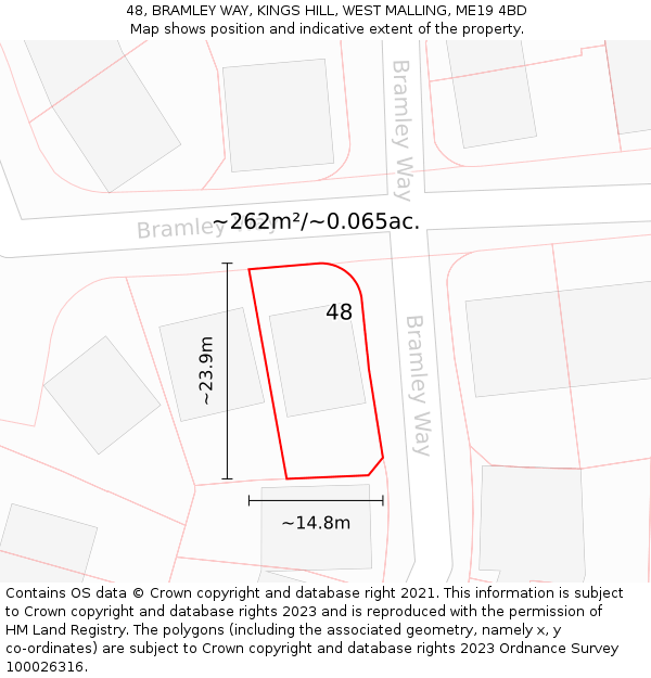 48, BRAMLEY WAY, KINGS HILL, WEST MALLING, ME19 4BD: Plot and title map