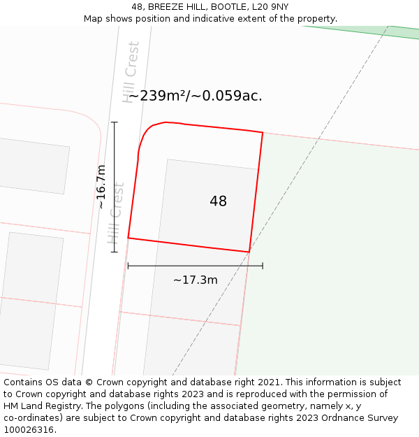 48, BREEZE HILL, BOOTLE, L20 9NY: Plot and title map