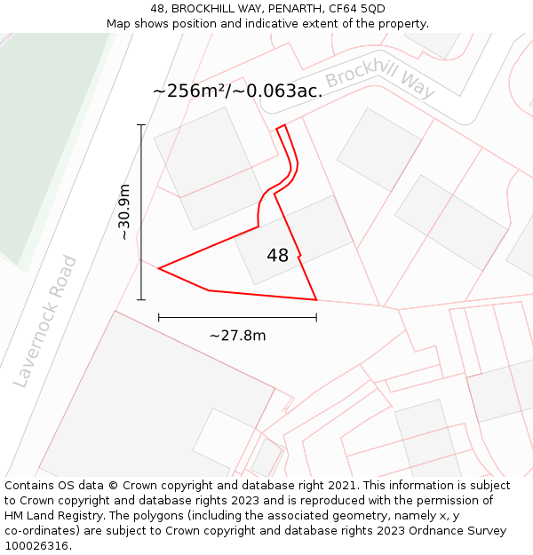 48, BROCKHILL WAY, PENARTH, CF64 5QD: Plot and title map